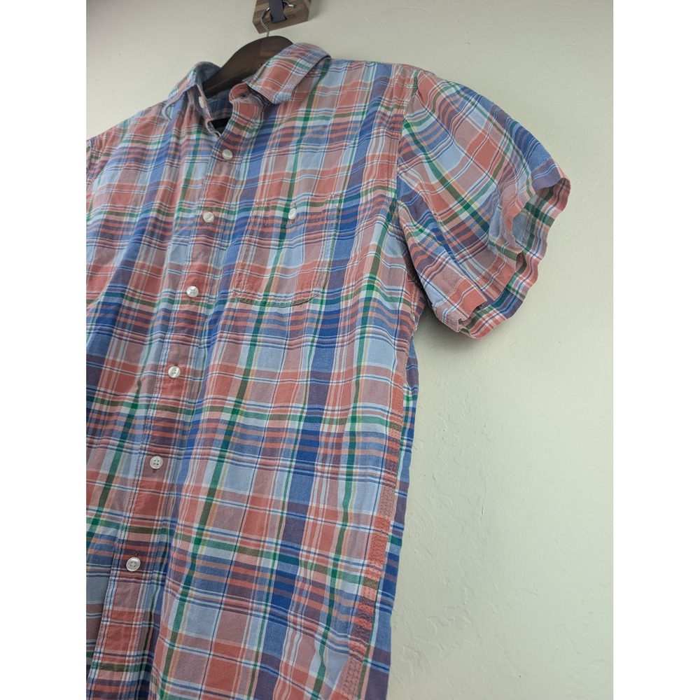 LL Bean Mens Slightly Fitted Plaid Short Sleeve Button Down Shirt Medium 288683 - Picture 2 of 6